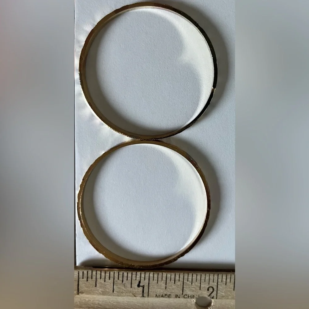 Set of Two Mini Rose Gold & Silver Bangle Metal Bracelet for Toddler Child Baby